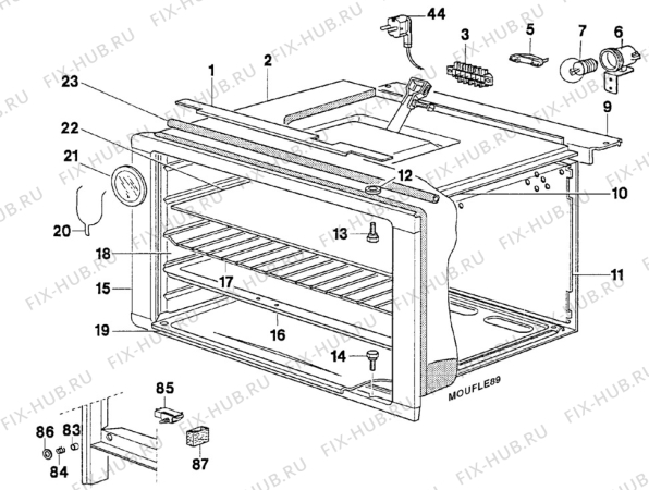 Взрыв-схема плиты (духовки) Nestor Martin 604G16-1 - Схема узла Oven body